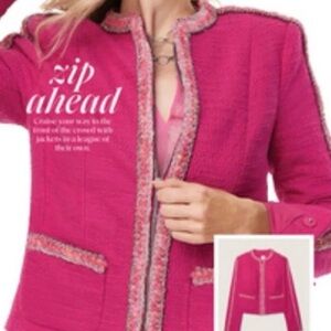 CAbi BALLROOM Fuchsia PINK Tweed Blazer Medium EUC #6466